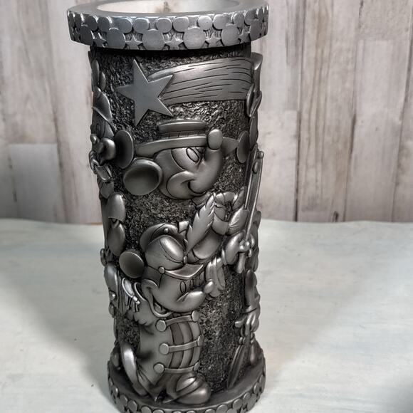 Walt Disney World Florist 3D Texture Silver Resin Mickey Through The Years Vase - Picture 4 of 9